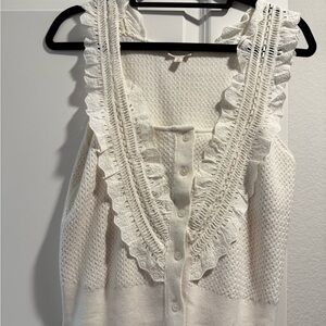 Anthropologie Pilcro Cream Lace Button-Size M